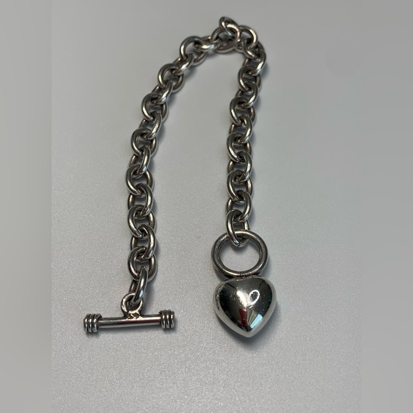 Silpada Rare Sterling Silver Puffy Heart Toggle Clasp Bracelet - Picture 6 of 15